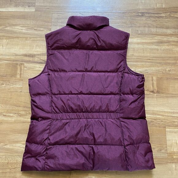 LANDS END L Plum Purple Herringbone Puffer Full Zip Down Feather Vest Outdoor - Picture 9 of 16